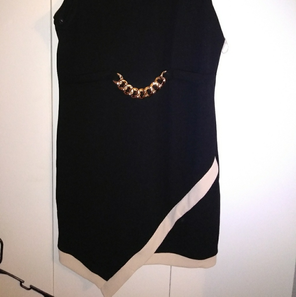 Stylish Black Tan and Gold Dress